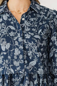 NURSING COLLECTION: Lots Of Love Navy Blue Floral Shirt Dress