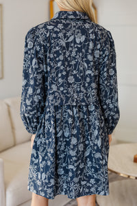 NURSING COLLECTION: Lots Of Love Navy Blue Floral Shirt Dress