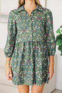 NURSING COLLECTION: Lots Of Love Green Floral Shirt Dress