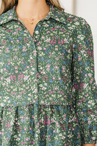 NURSING COLLECTION: Lots Of Love Green Floral Shirt Dress