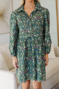 NURSING COLLECTION: Lots Of Love Green Floral Shirt Dress