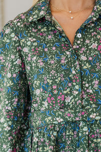 NURSING COLLECTION: Lots Of Love Green Floral Shirt Dress