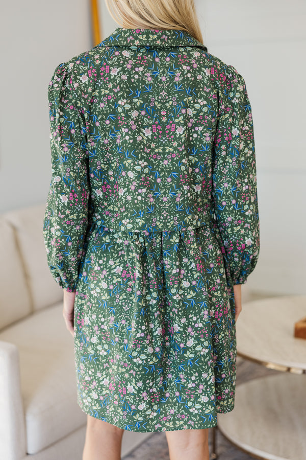 NURSING COLLECTION: Lots Of Love Green Floral Shirt Dress