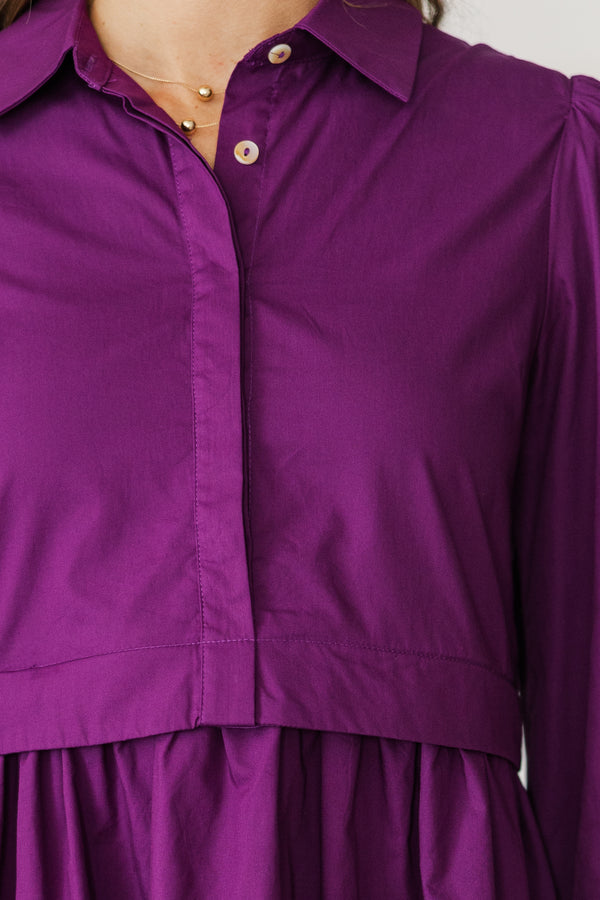 NURSING COLLECTION: Lots Of Love Plum Purple Shirt Dress