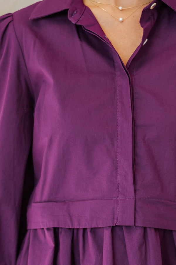 NURSING COLLECTION: Lots Of Love Plum Purple Shirt Dress