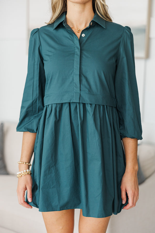 NURSING COLLECTION: Lots Of Love Teal Green Shirt Dress