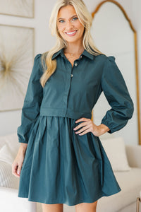 NURSING COLLECTION: Lots Of Love Teal Green Shirt Dress