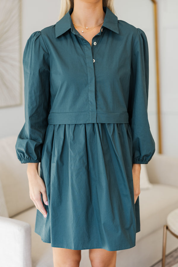 NURSING COLLECTION: Lots Of Love Teal Green Shirt Dress