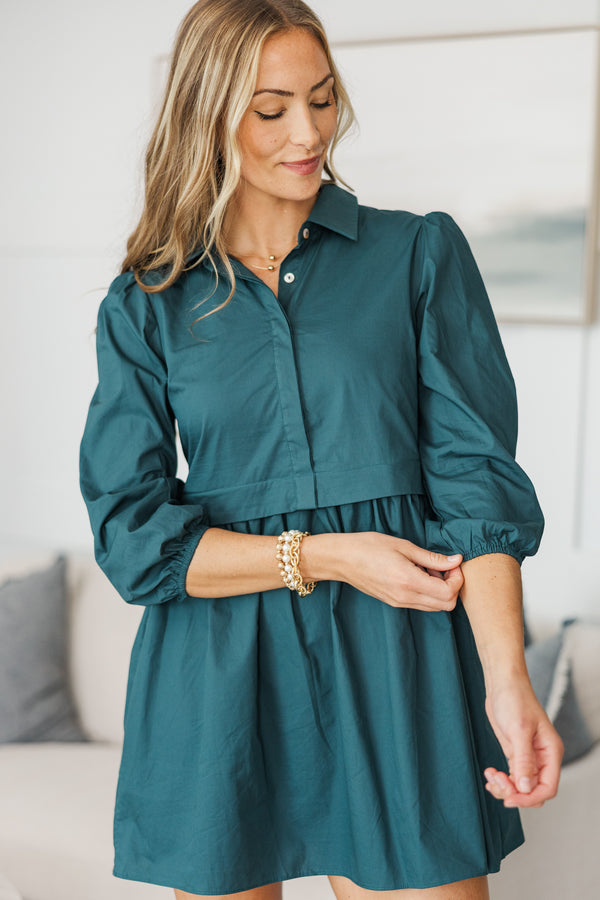 NURSING COLLECTION: Lots Of Love Teal Green Shirt Dress