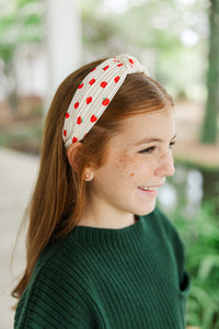 Girls: Lots To Learn Cream Apple Print Headband