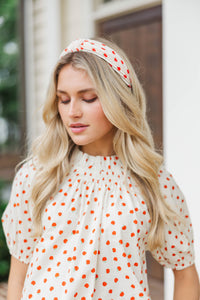 Lots To Learn Cream Apple Print Headband
