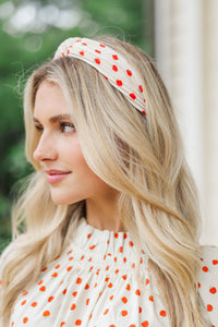 Lots To Learn Cream Apple Print Headband