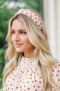 Lots To Learn Cream Apple Print Headband