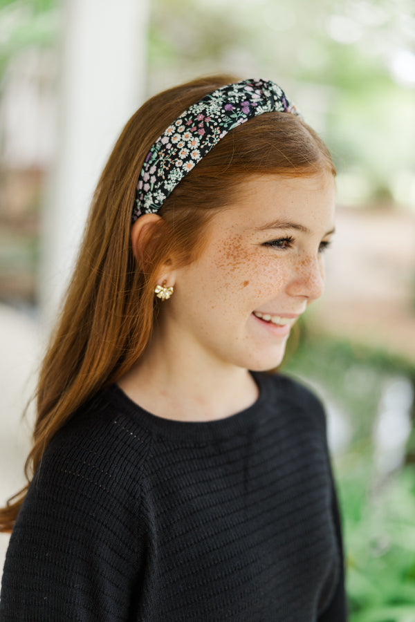 Girls: Lots To Learn Black Ditsy Floral Headband