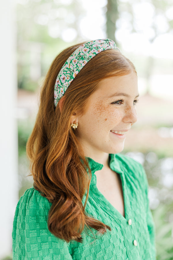 Girls: Lots To Learn Green Floral Headband