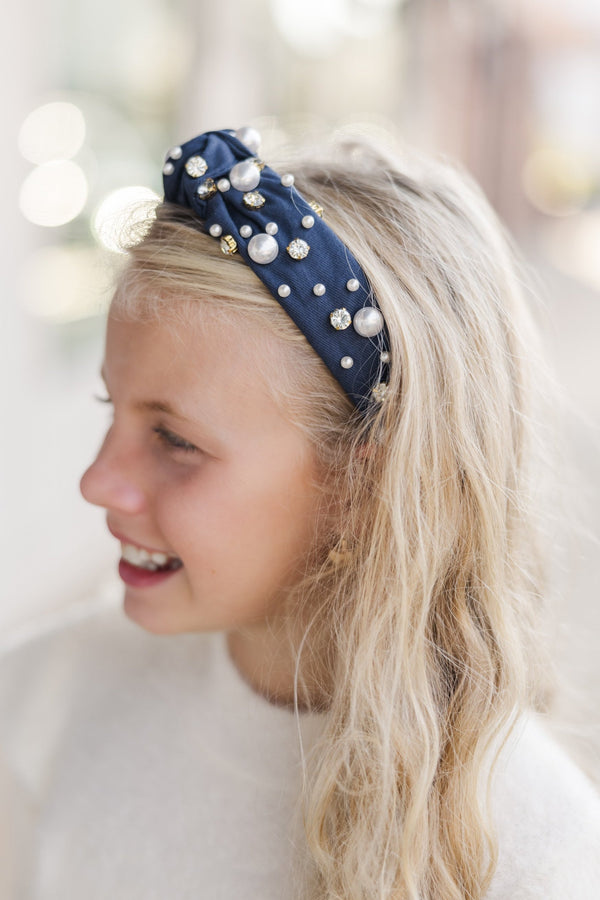 Girls: It's All Clear Navy Blue Embellished Headband