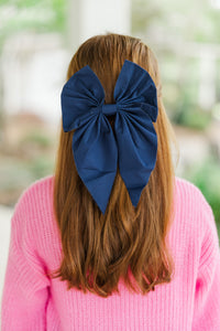 Girls: Trust Yourself Navy Blue Hair Bow