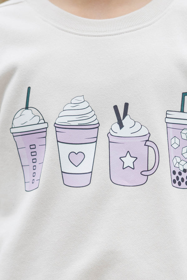 Girls: Coffee Break Bone Graphic Sweatshirt