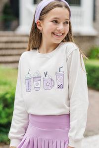 Girls: Coffee Break Bone Graphic Sweatshirt