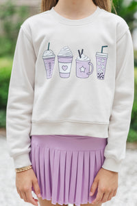 Girls: Coffee Break Bone Graphic Sweatshirt