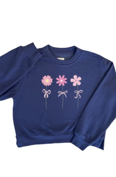 Girls: In Full Bloom Navy Graphic Sweatshirt