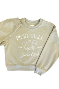 Girls: Pickleball Club Light Sage Emrboidered Sweatshirt