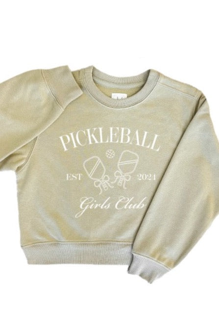 Girls: Pickleball Club Light Sage Emrboidered Sweatshirt