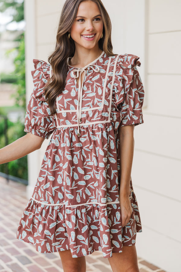 In The Moment Brown Floral Babydoll Dress Shop the Mint In The Moment Brown Floral Babydoll Dress Shop the Mint