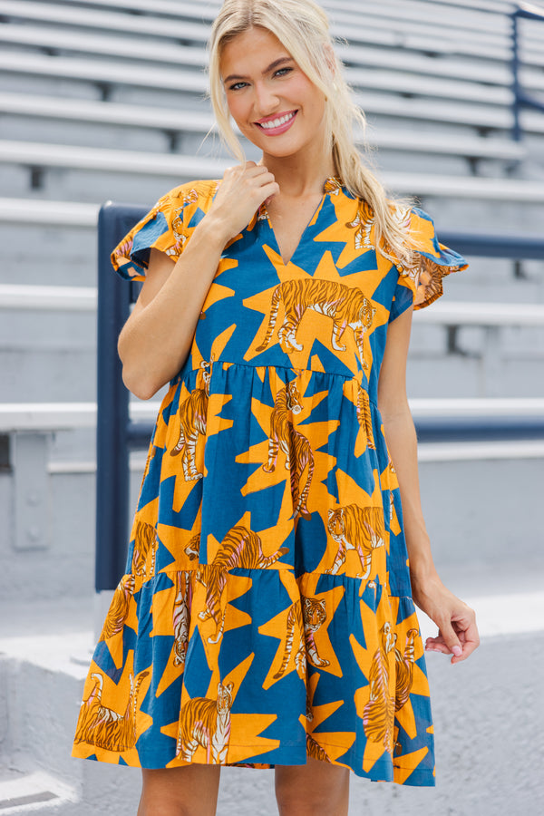 clothes dress shopping online Briton Court: The Standout Orange Tiger Dress, X-Large - The Mint Julep Boutique