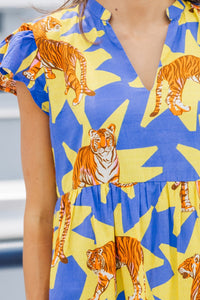 Briton Court: The Standout Yellow Tiger Dress