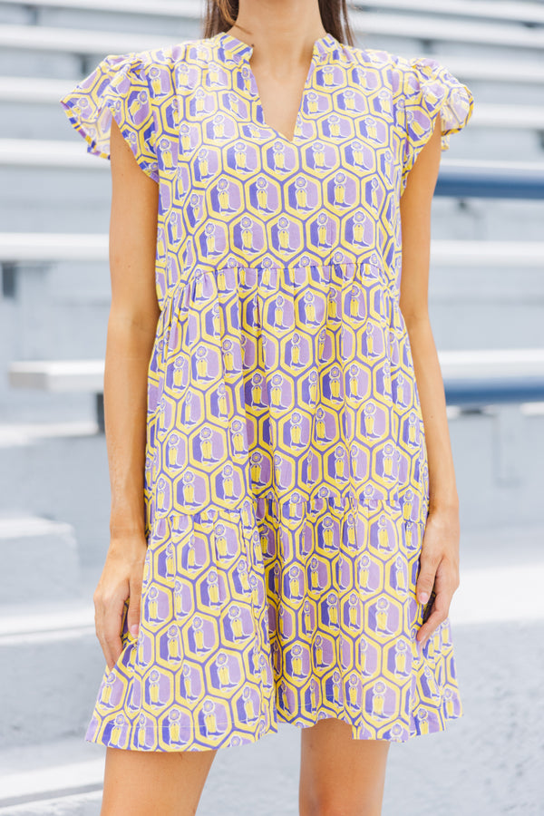 Briton Court: Walk On Yellow Boot Print Dress