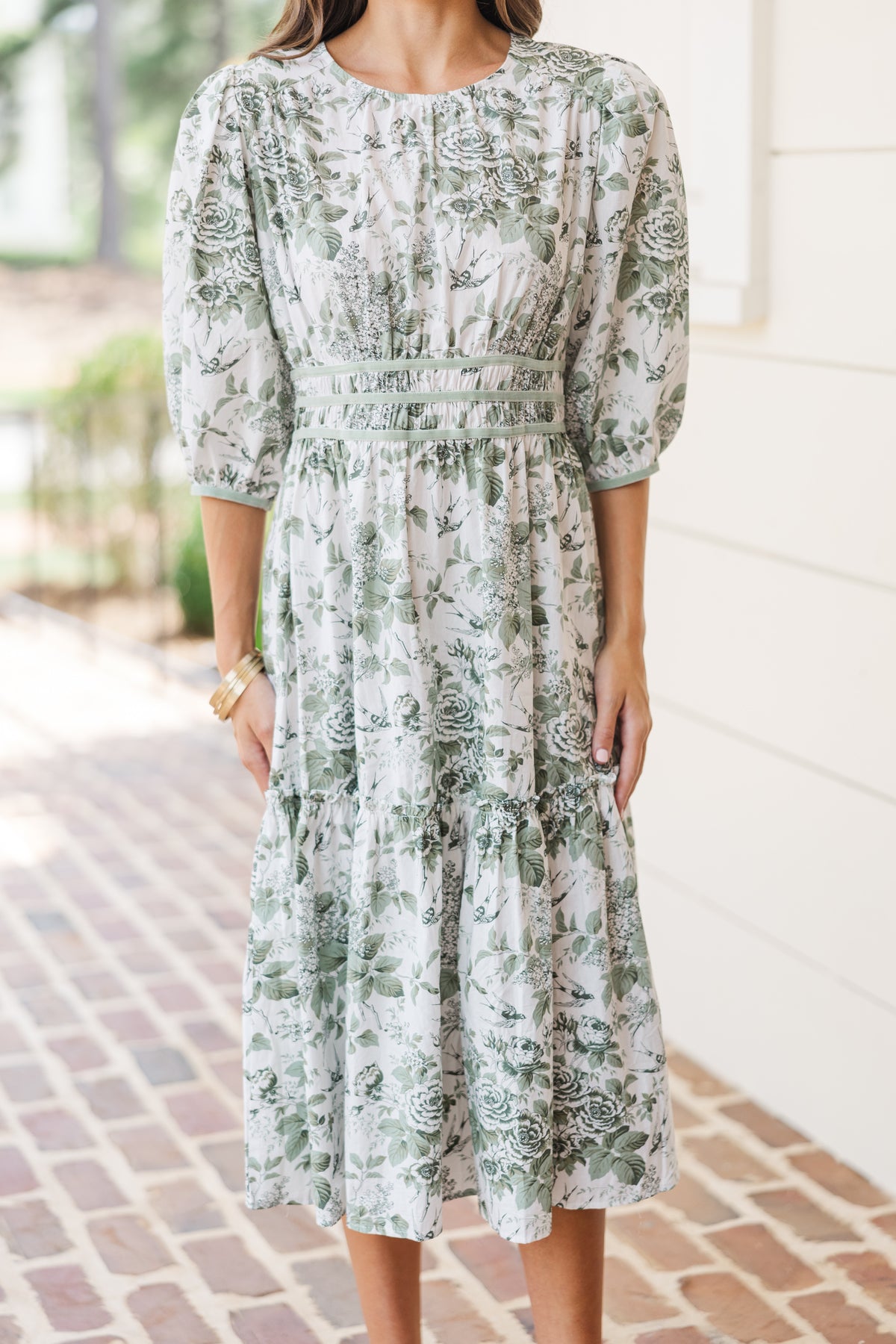 On The Trails Sage Green Floral Midi Dress – Shop the Mint