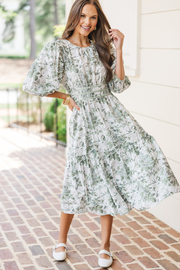 On The Trails Sage Green Floral Midi Dress Shop the Mint On The Trails Sage Green Floral Midi Dress Shop the Mint