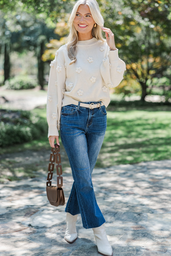 In Your Dream Cream Floral Embroidered Sweater