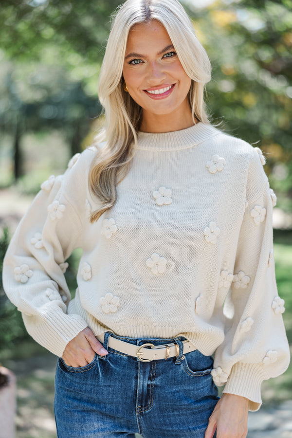 In Your Dream Cream Floral Embroidered Sweater