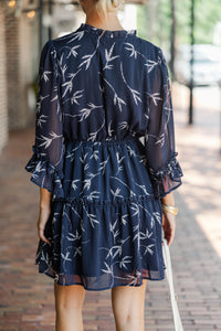 Look Into My Eyes Navy Blue Floral Dress