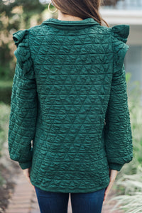 Just In Time Hunter Green Quilted Pullover