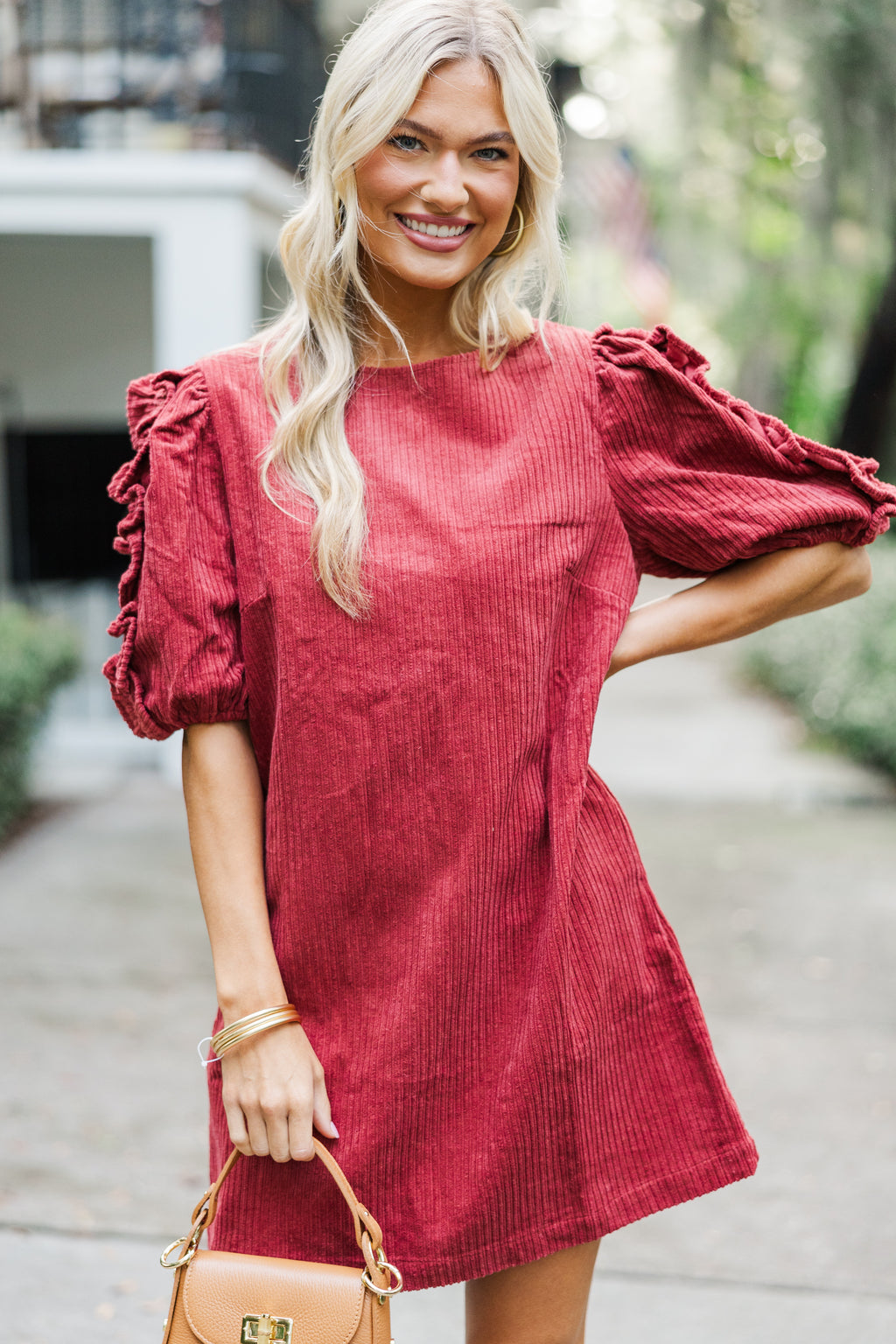 red corduroy dress Don't Forget It Marsala Textile tip Size:40