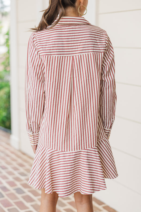 This Is The Day Burgundy Red Striped Dress