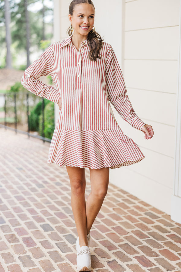 This Is The Day Burgundy Red Striped Dress