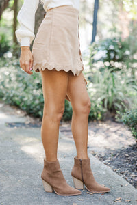 By Design Taupe Brown Rickrack Skort