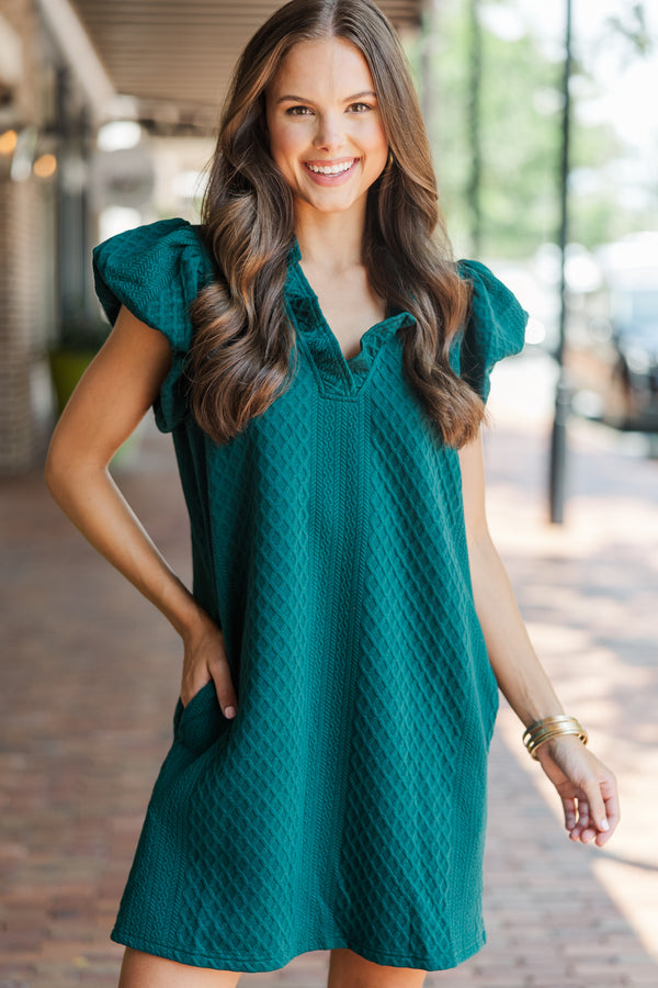 Something New Forest Green Textured Dress Shop the Mint Something New Forest Green Textured Dress Shop the Mint