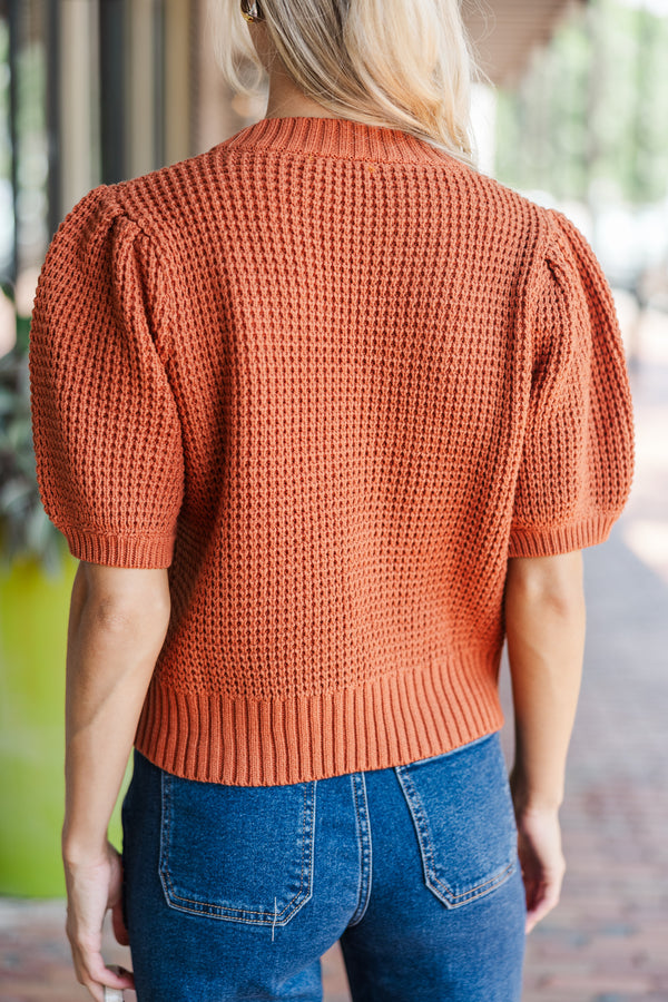 Best Of You Rust Orange Short Sleeve Sweater