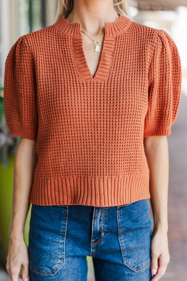 Best Of You Rust Orange Short Sleeve Sweater