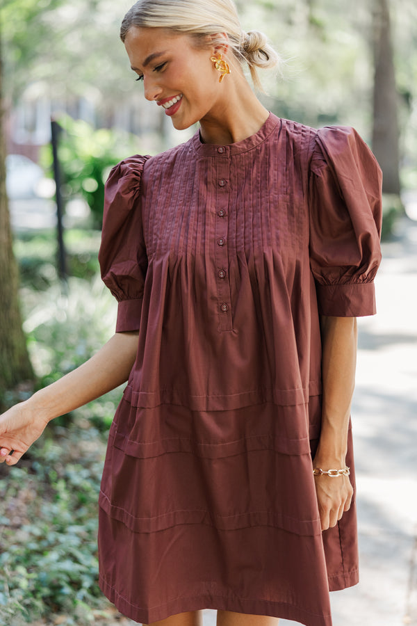 Mark Your Calendars Espresso Brown Babydoll Dress