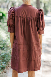 Mark Your Calendars Espresso Brown Babydoll Dress