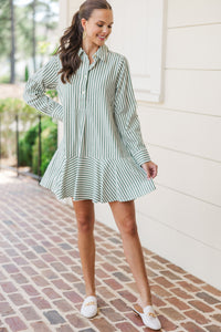 This Is The Day Hunter Green Striped Dress