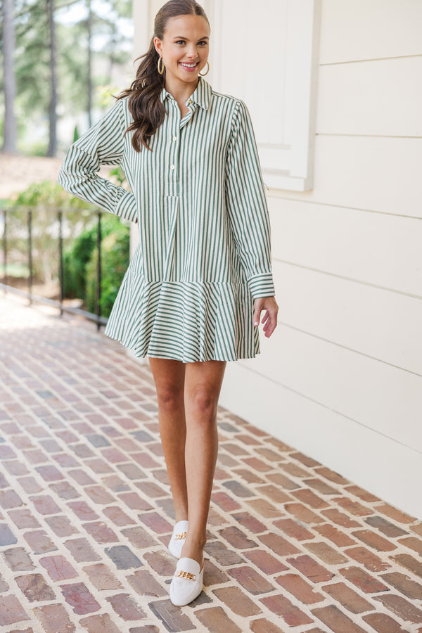 This Is The Day Hunter Green Striped Dress