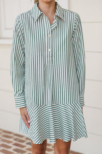 This Is The Day Hunter Green Striped Dress