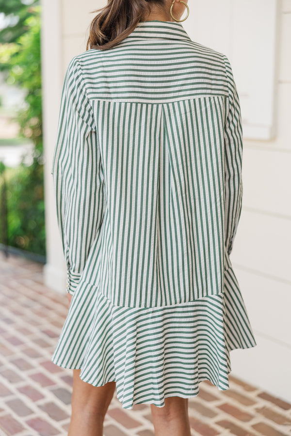 This Is The Day Hunter Green Striped Dress